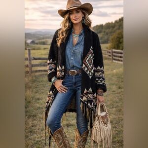 NWT Easel Cardigan/Shawl size S/M style# 116923 Super soft/Black/Colorful.